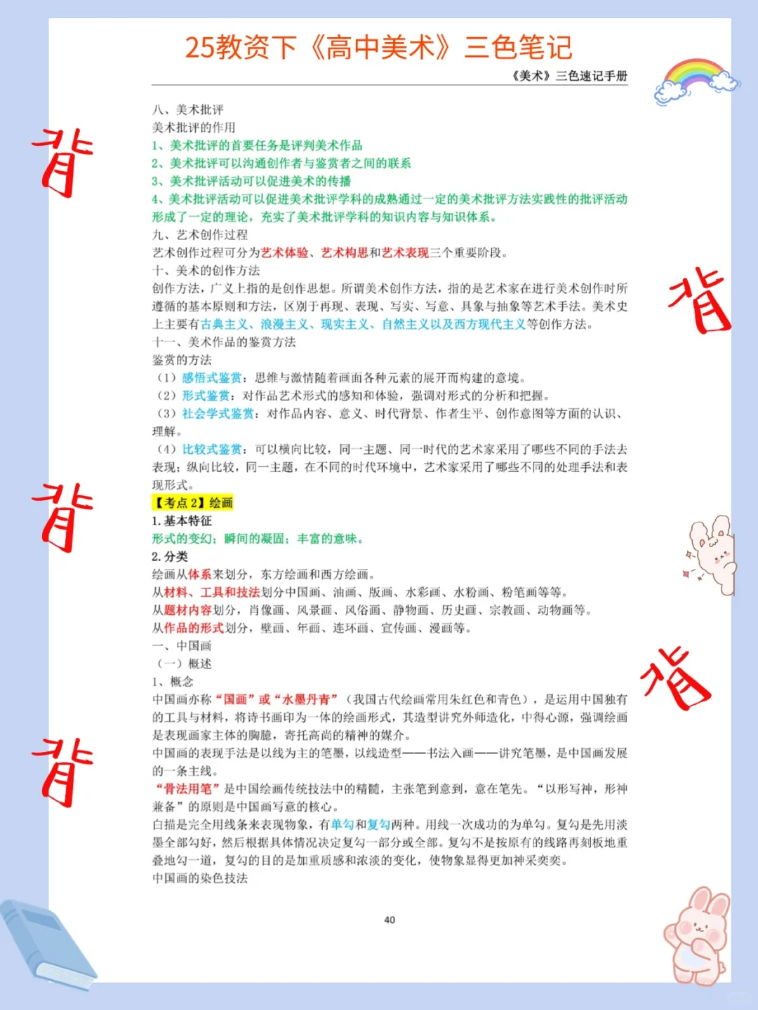 其实吧，教资笔试美术科三简答题无菲这67个