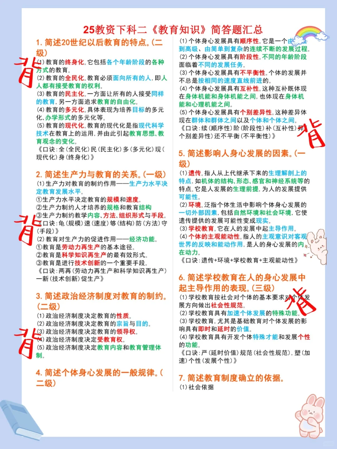 其实吧，教资笔试美术科三简答题无菲这67个