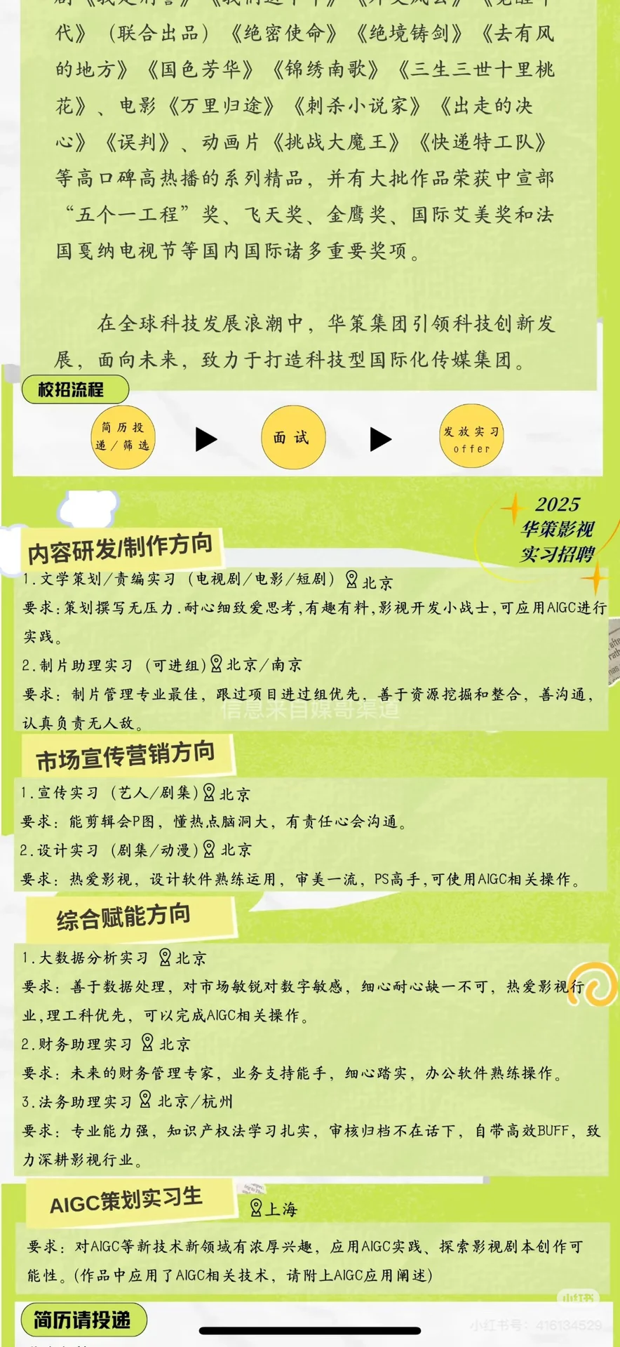 华策影视招人啦！影视梦想家速进?
