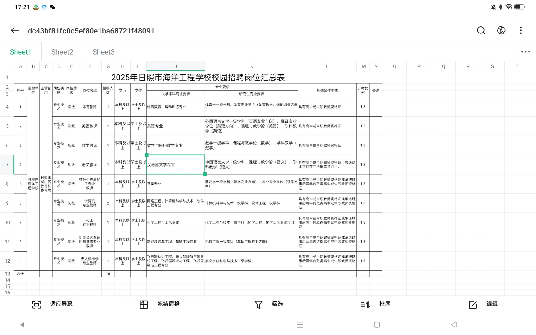 日照海洋工程学校校园招聘10名教师
