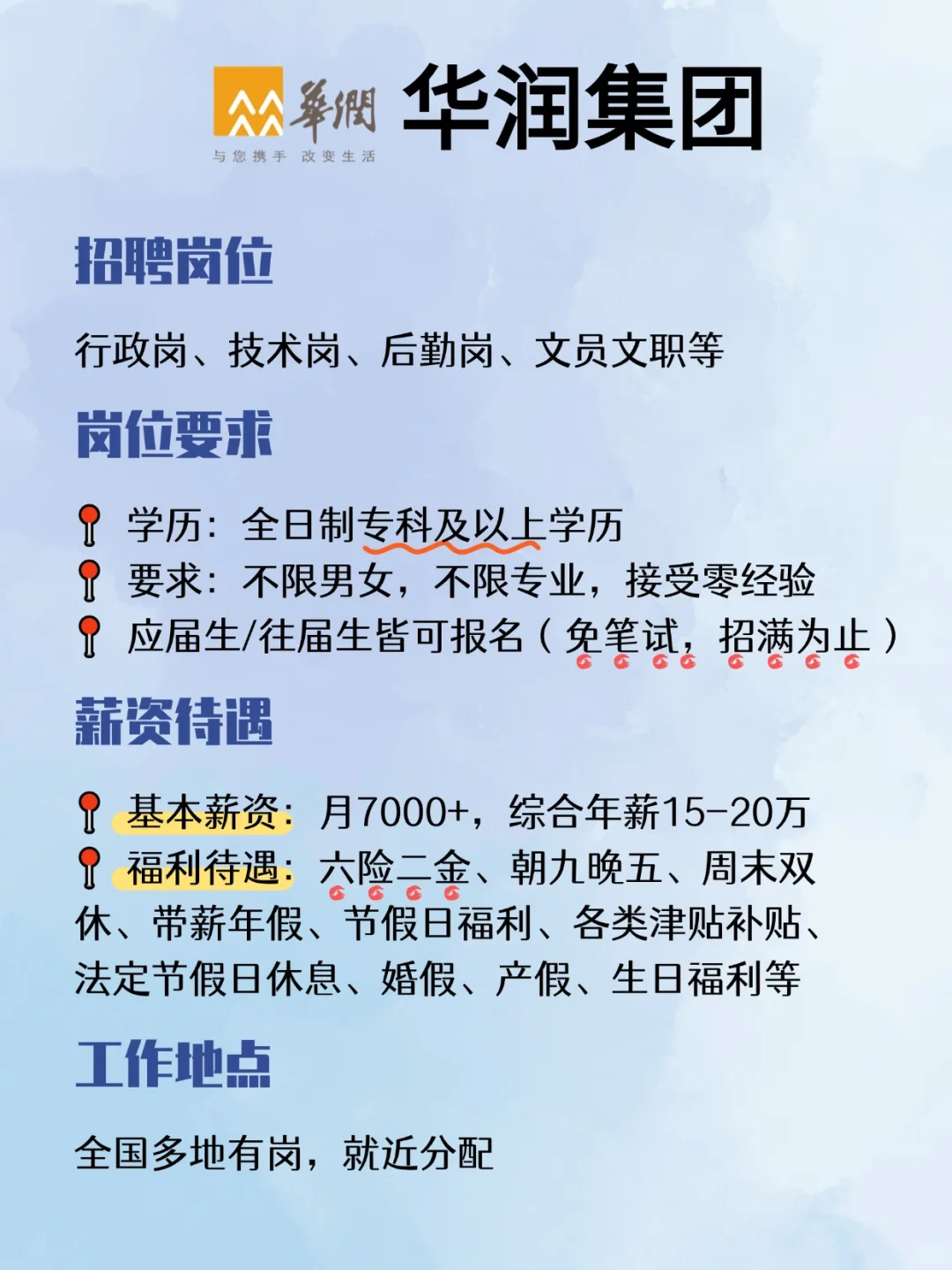 华润集团！待遇好岗位多！六险二金！！