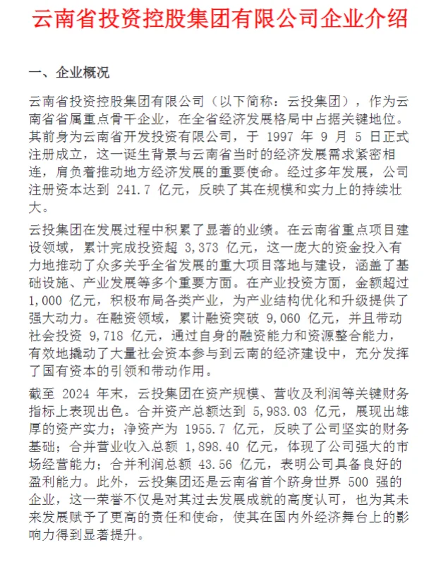 2025云南省投资控股集团招聘