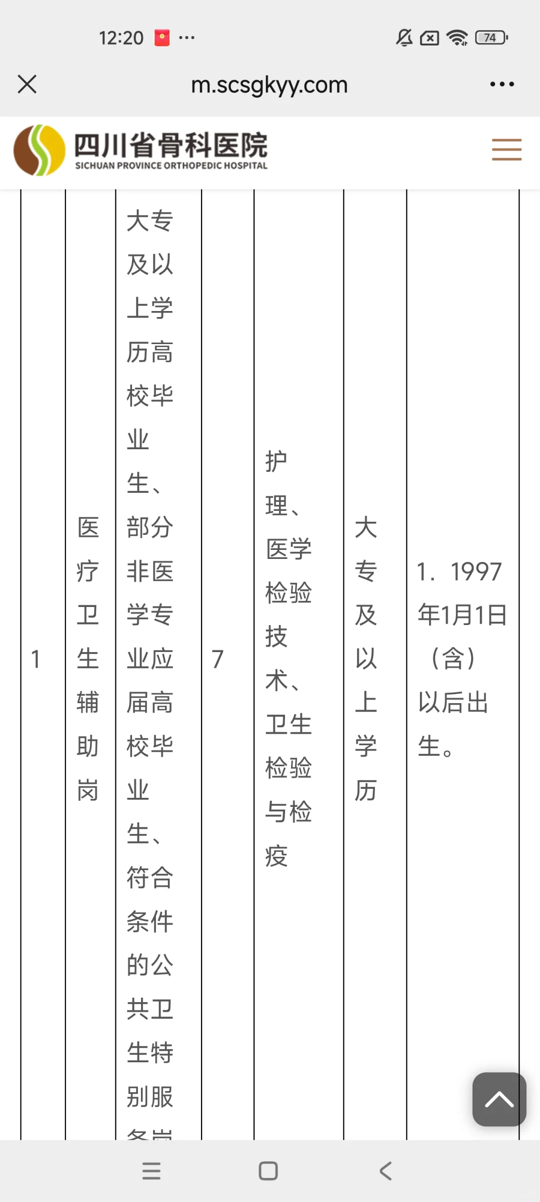 2025年四川省骨科医院招聘7人医疗辅助岗