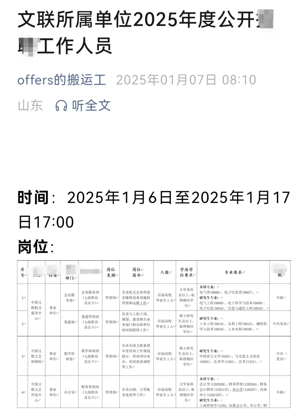 文联所属单位2025年度公开招聘工作人员