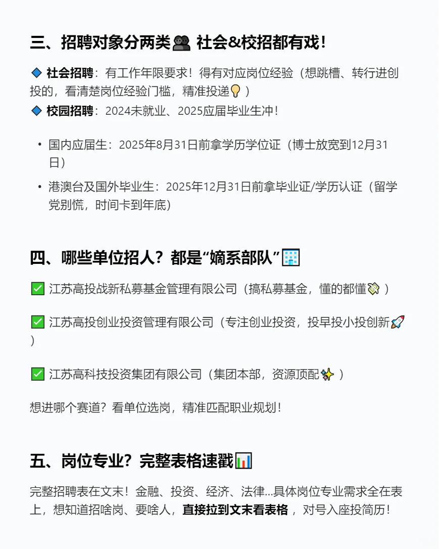 刚刚,江苏高科技投资集团 2025年校招+社招