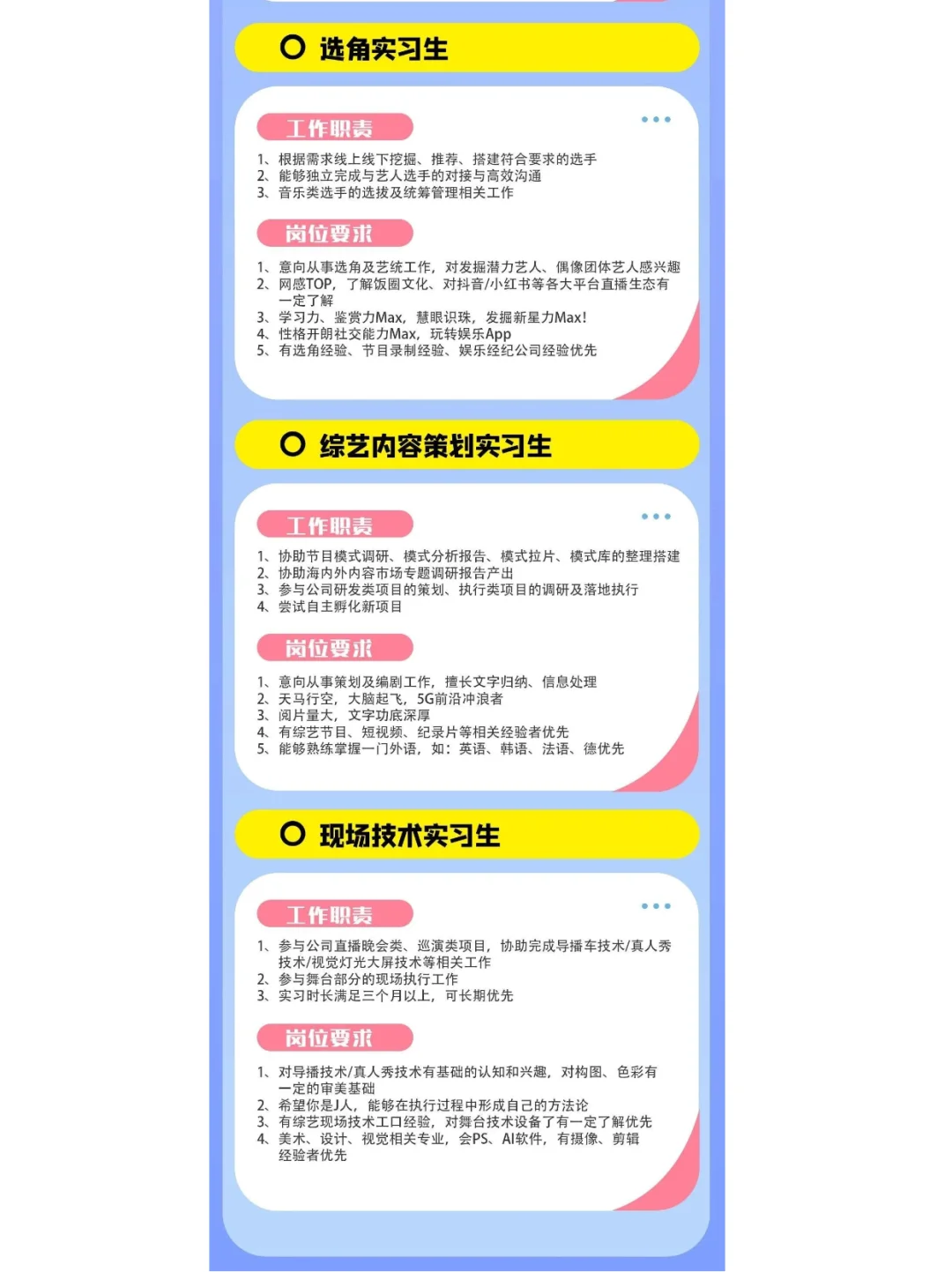 S+级综艺制作&直播招聘!