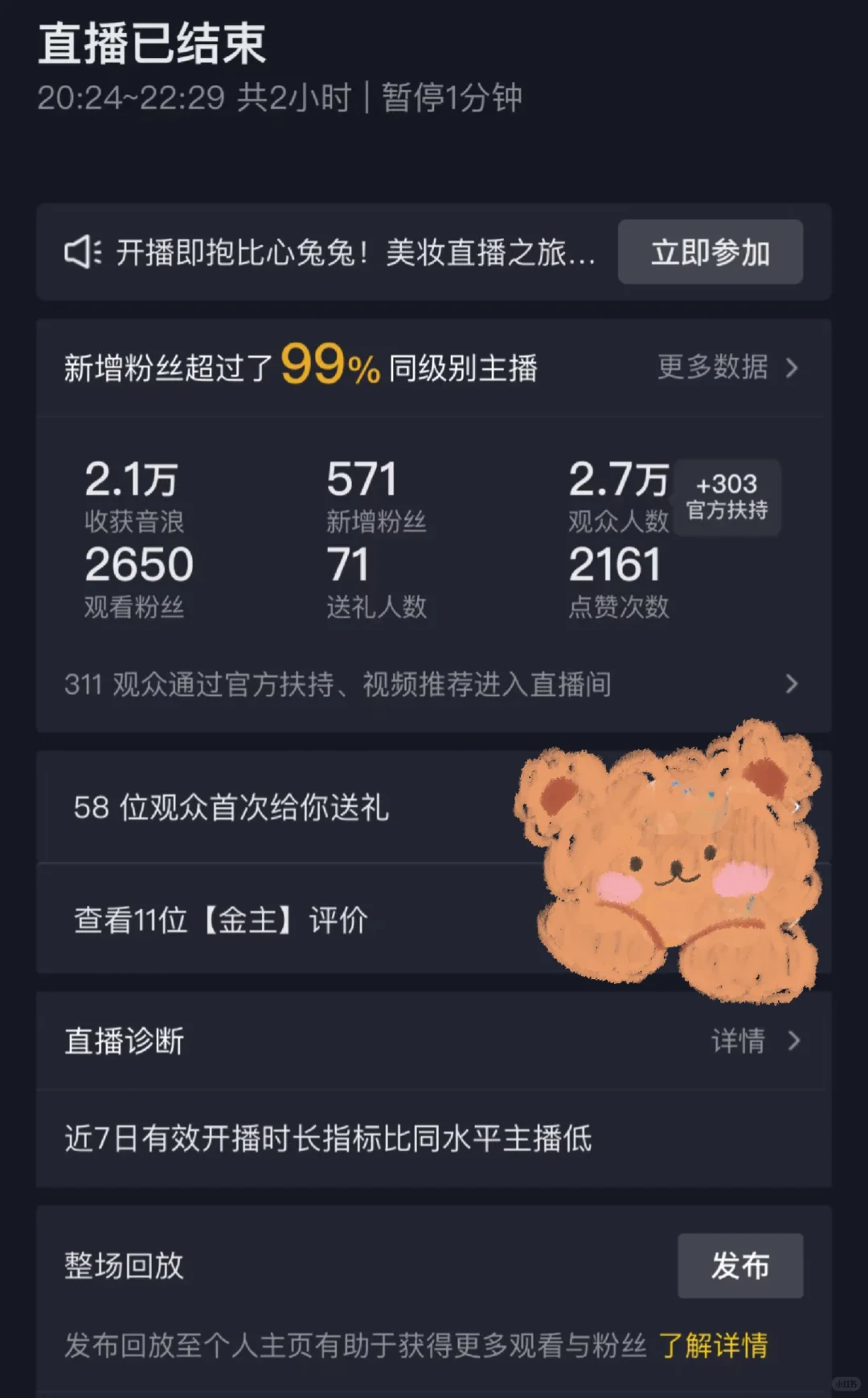 新人主播day32，请八月继续善待我