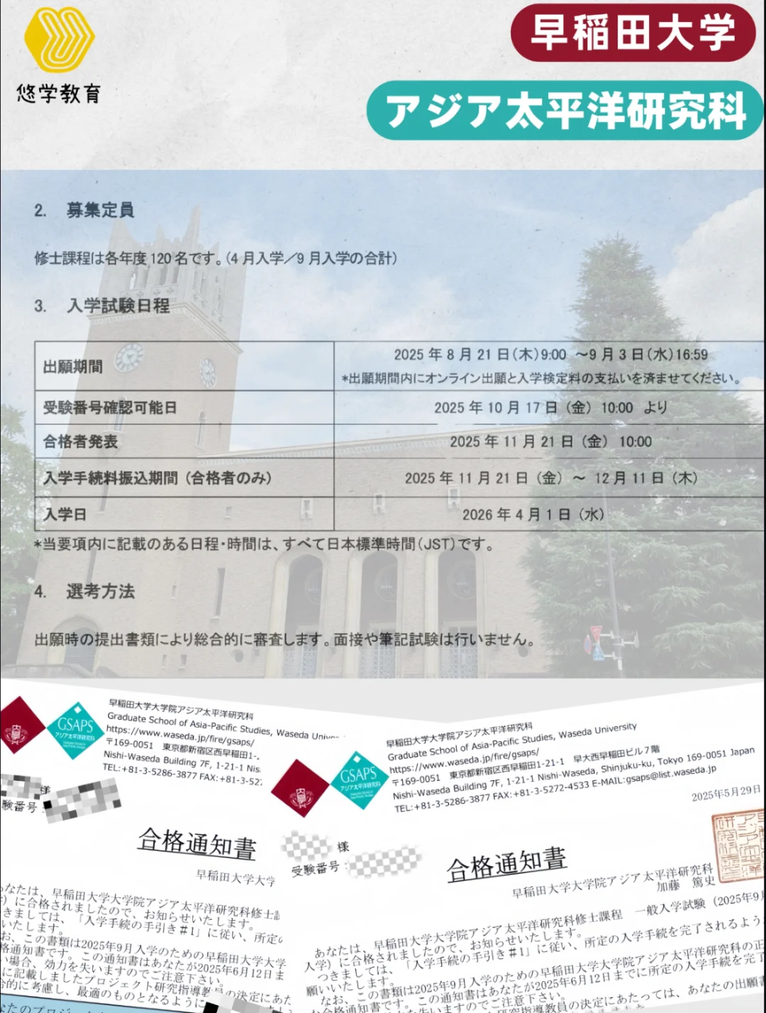 日本大学院SGU|早大无笔试无面试❗️招120人