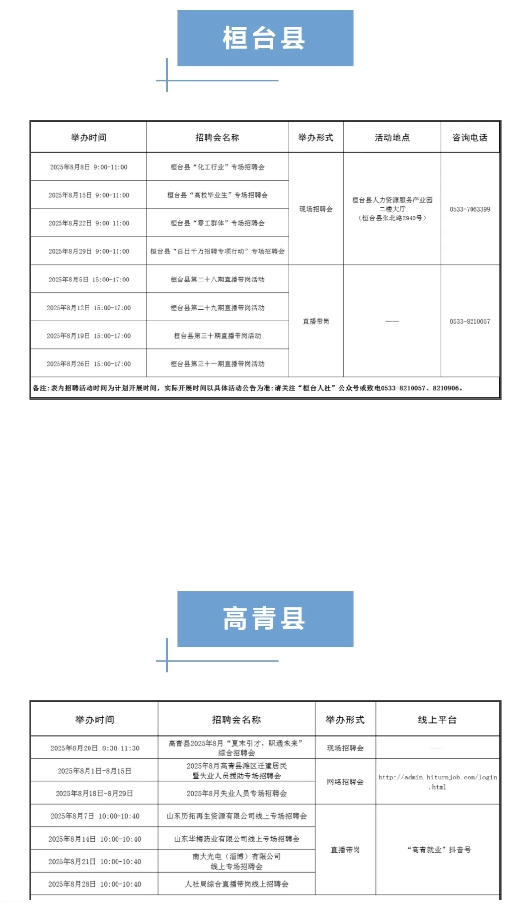 淄博8月份招聘会来啦！