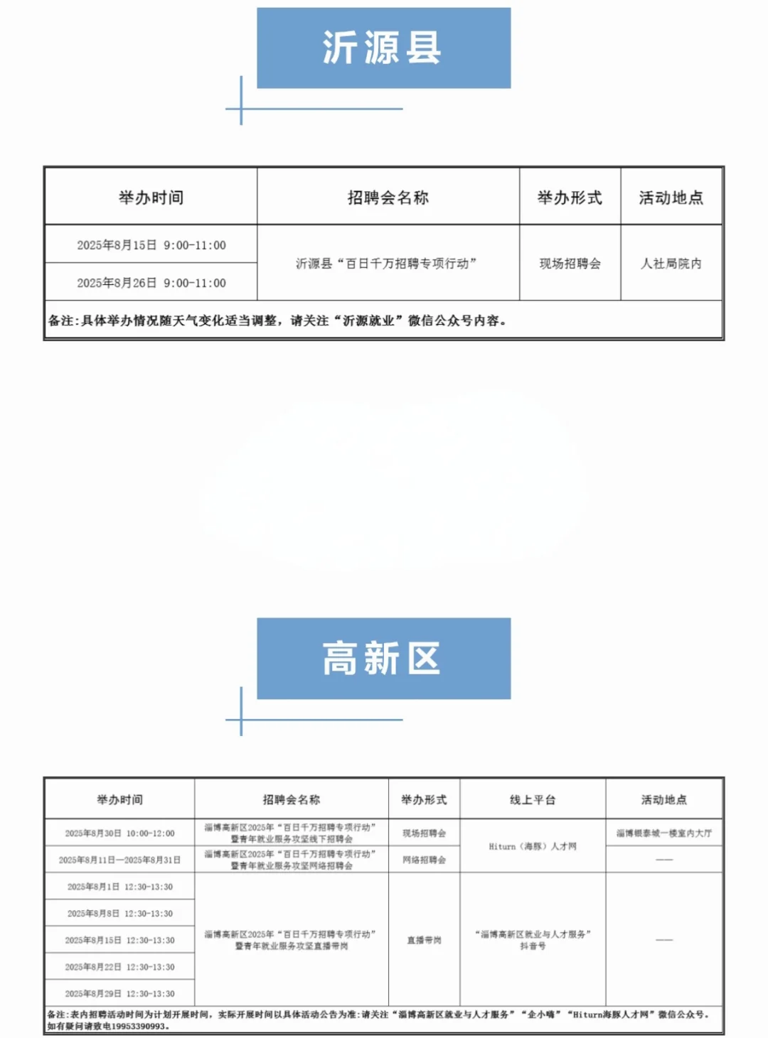 淄博8月份招聘会来啦！