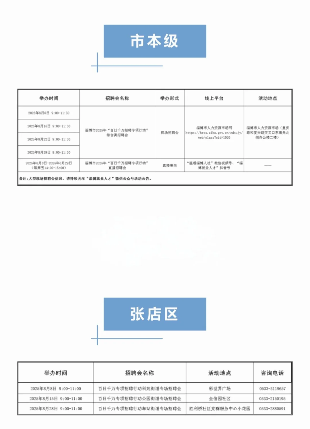 淄博8月份招聘会来啦！