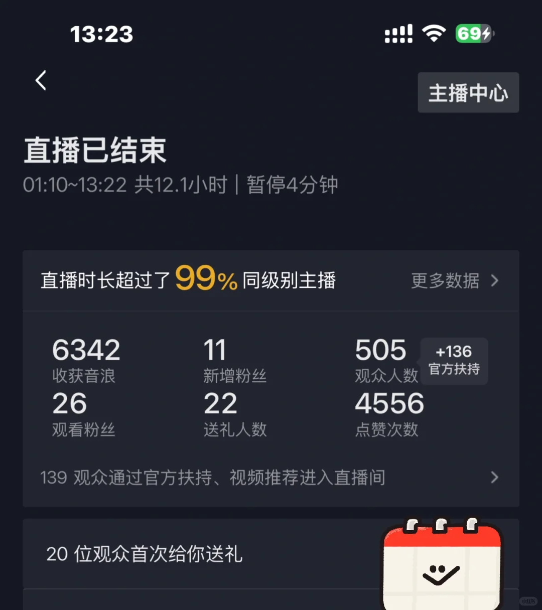 直播第一天，收入300
