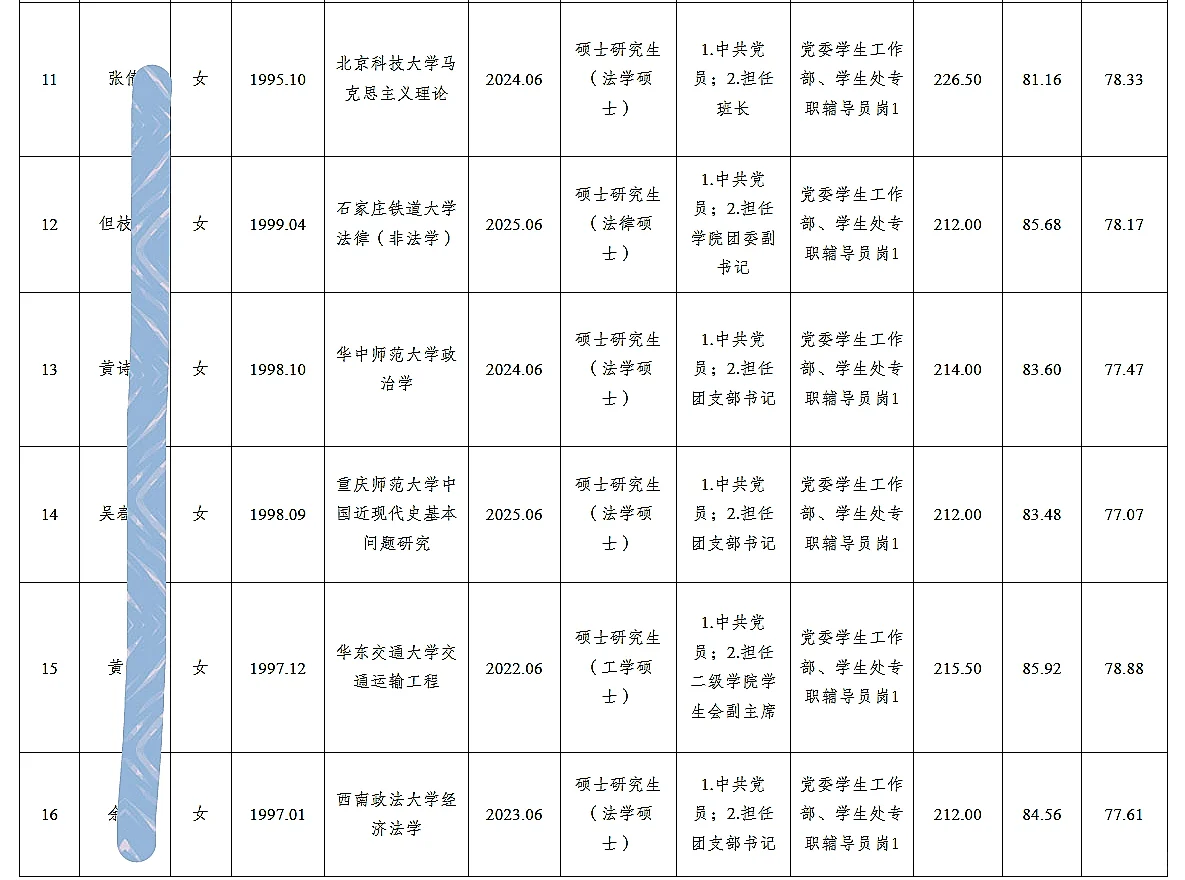重庆理工大学25年公开招聘人员公示