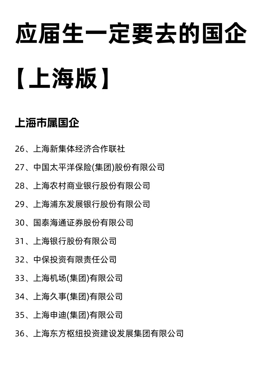 应届生一定要去的国企【上海版】