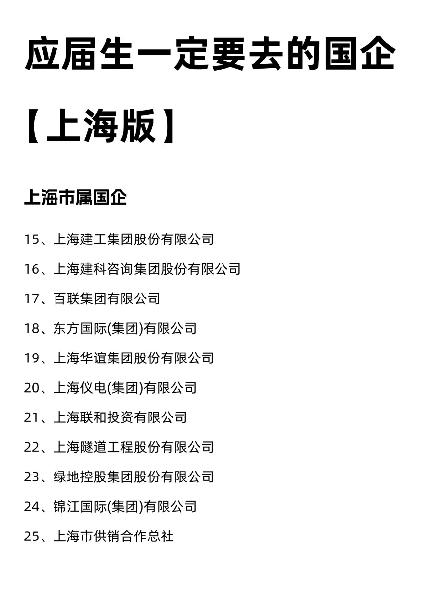 应届生一定要去的国企【上海版】