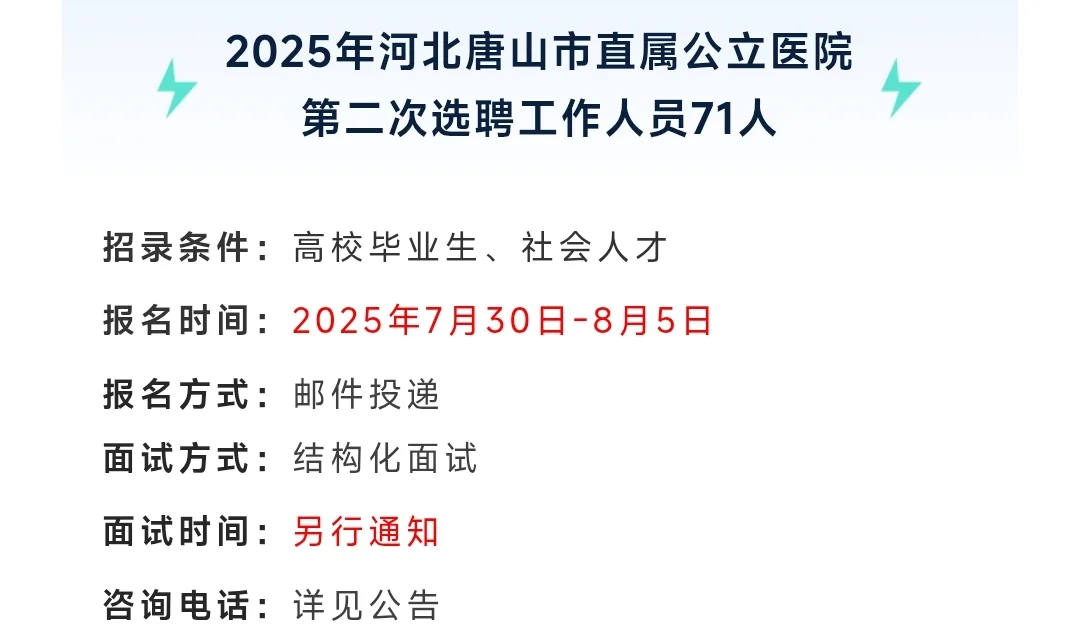 唐山市直属公立医院第二次选聘啦！