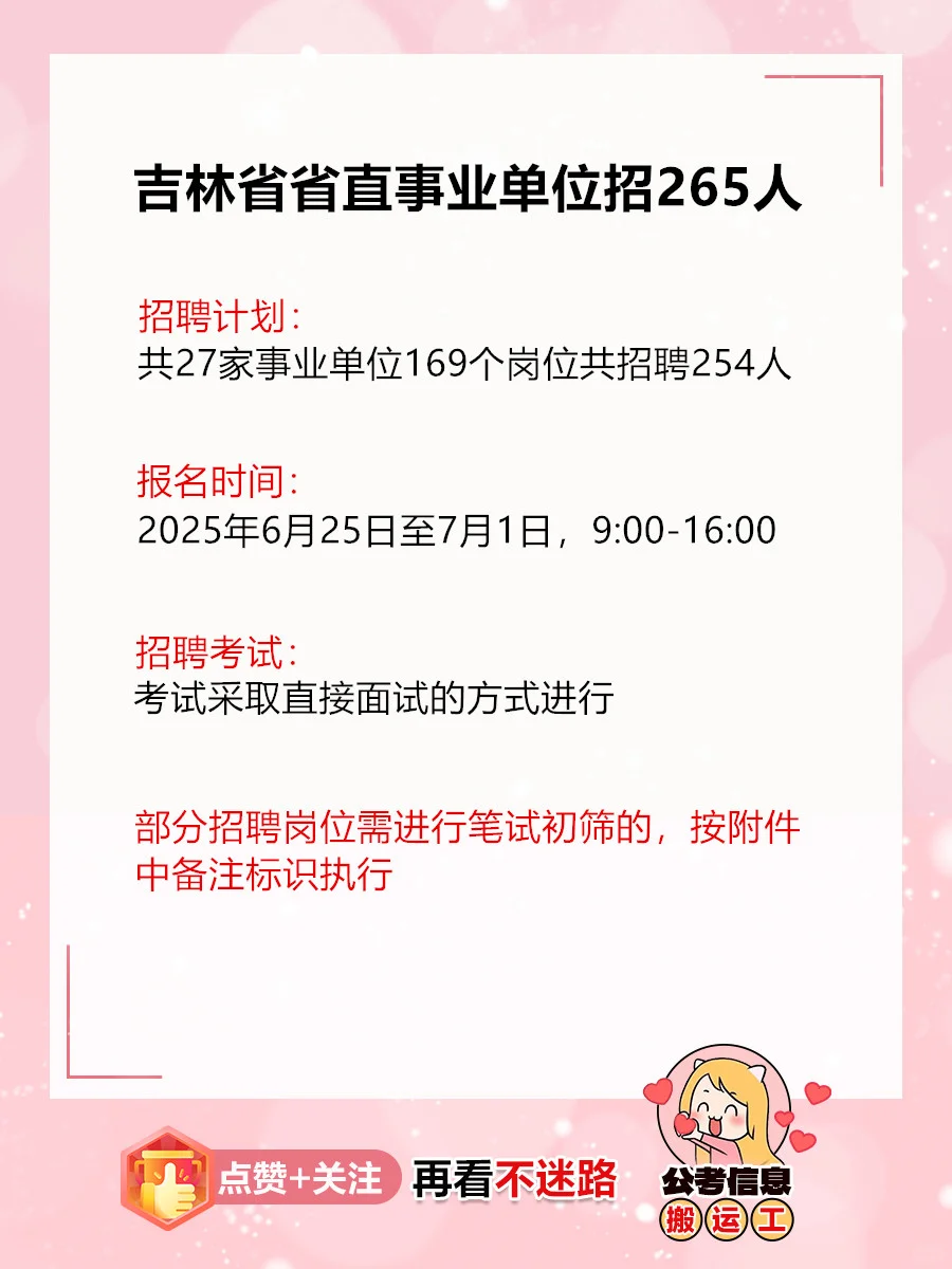 编制！吉林省省直事业单位招265人！