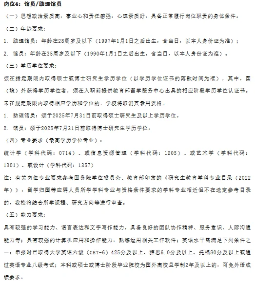 厦门大学图书馆招聘5人