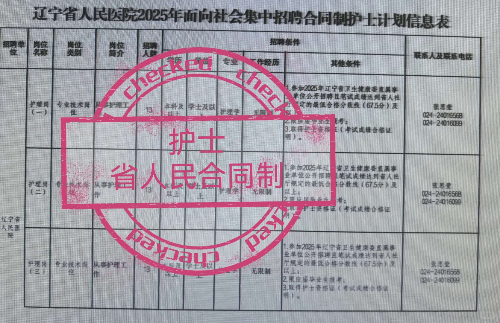 辽宁省人民医院招聘护士44人