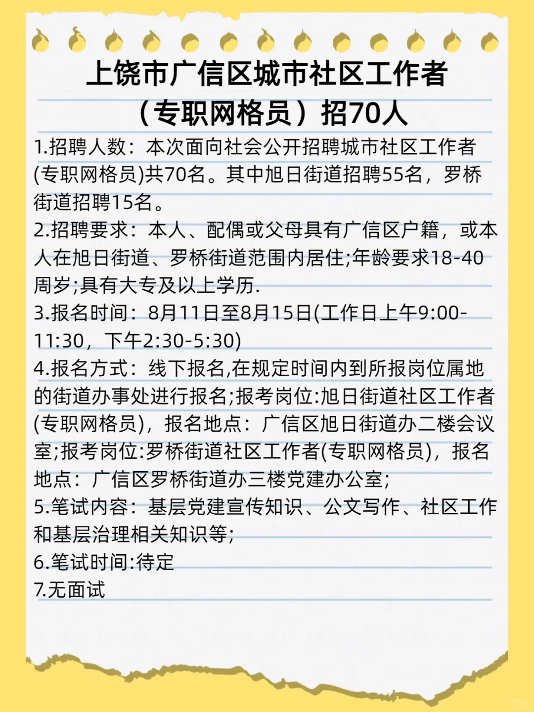 上饶广信社区工作者考试（只笔试无面试）