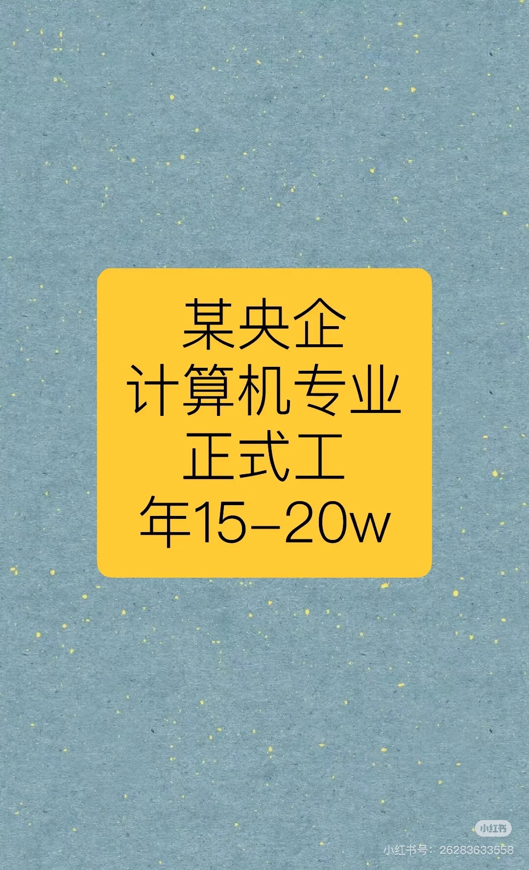 某央企招聘正式工 必须计算机专业 年15-20w