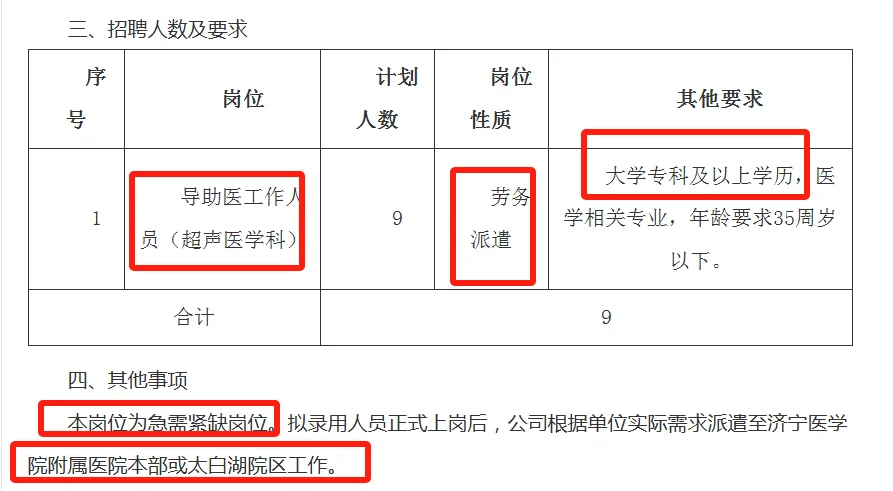 济宁附属医院招聘导助医，专科起报，派遣~
