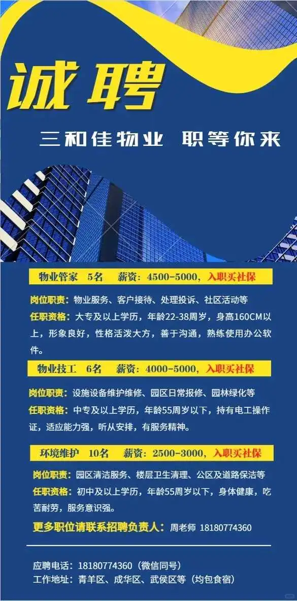 物业招聘人员啦