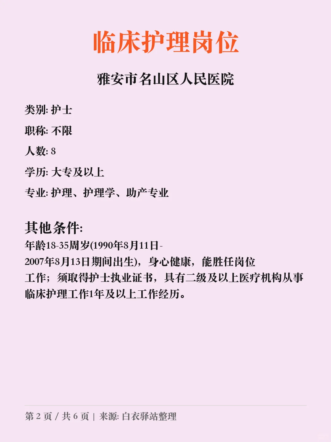 雅安市名山区人民医院招聘?