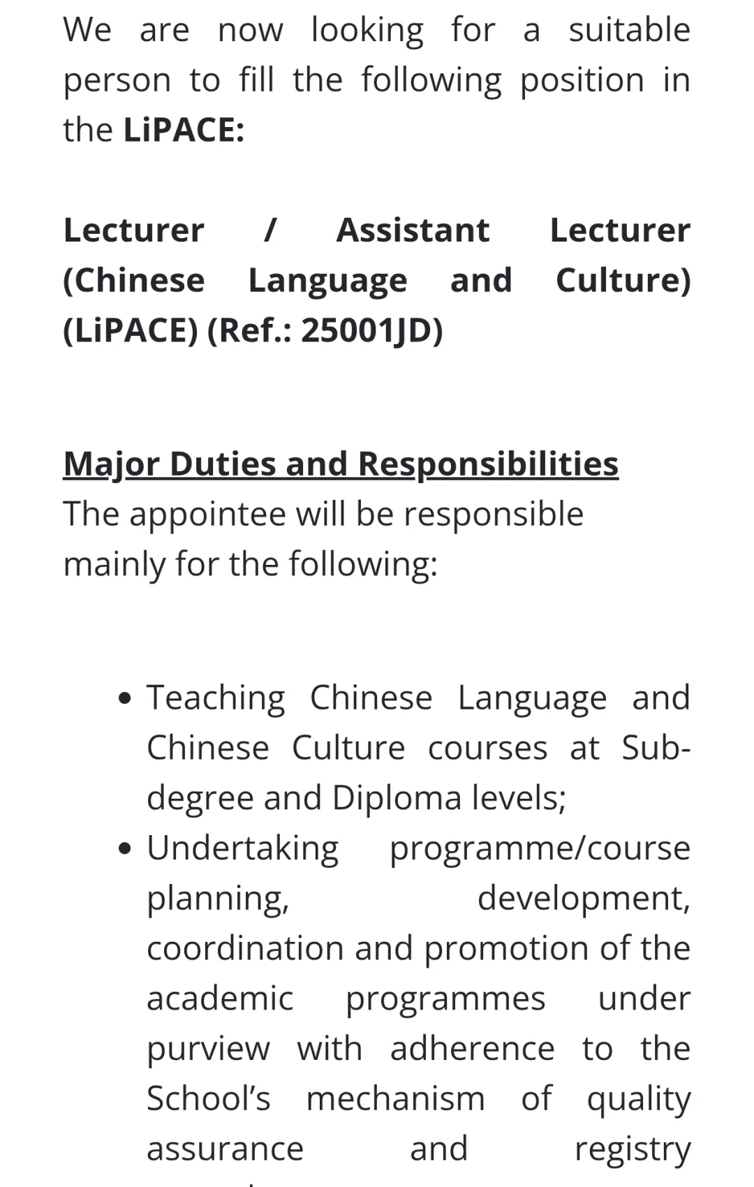 ??中文老師，都會大學進修學院招聘