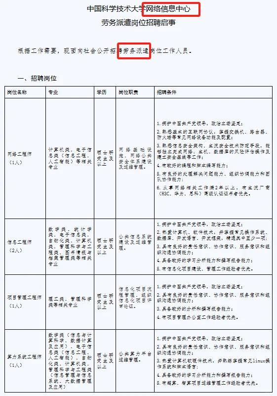 高校招聘|行政教辅|硕士及以上|中科大