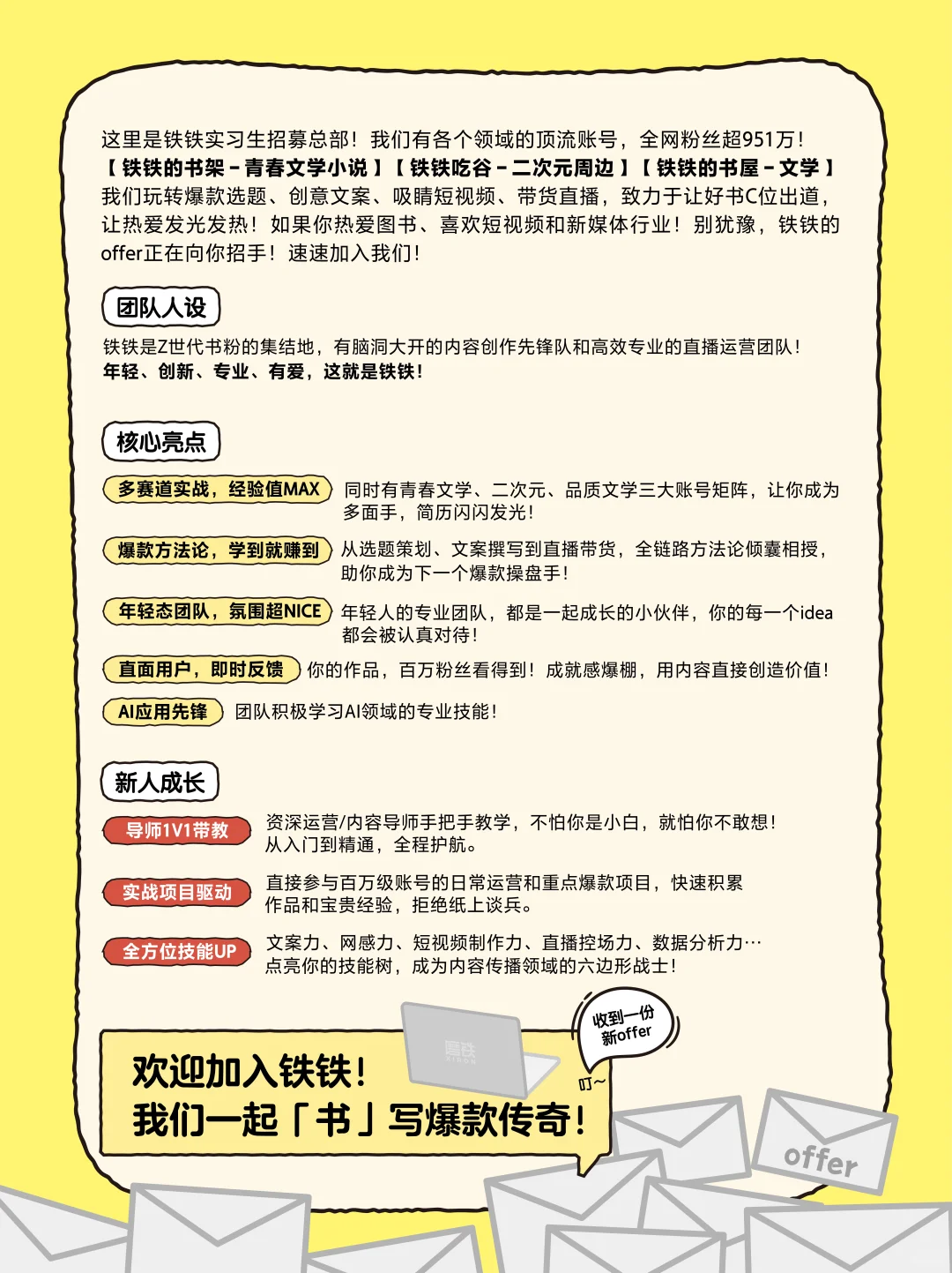什么！【铁铁】招人啦！快来投简历吧！