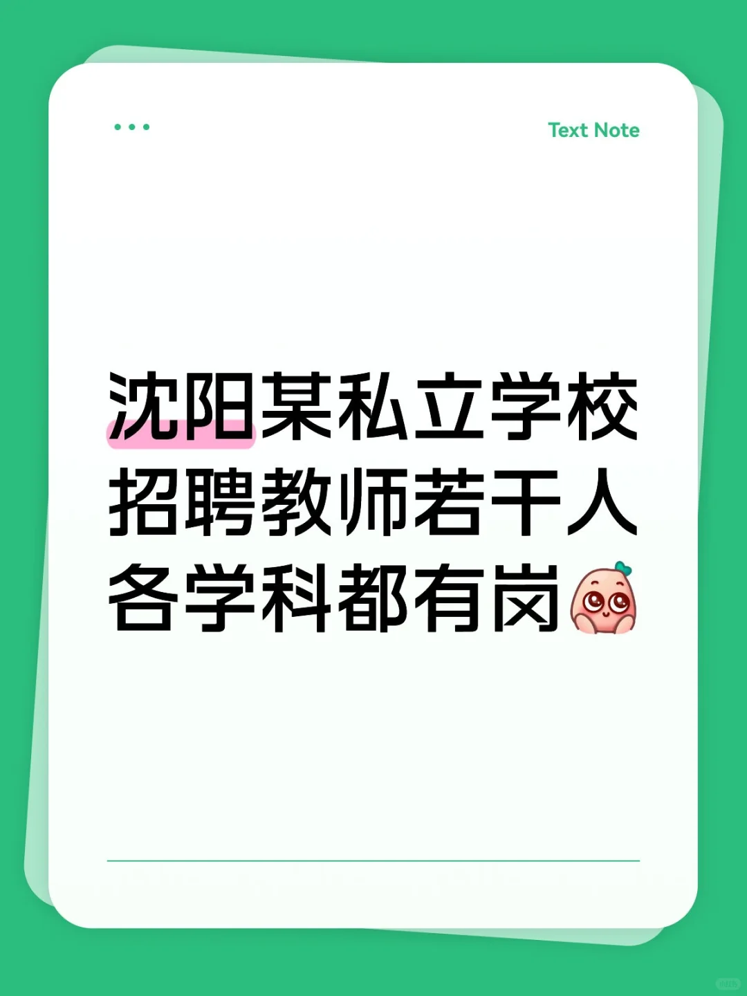沈阳私立学校招聘，岗位中小学教师