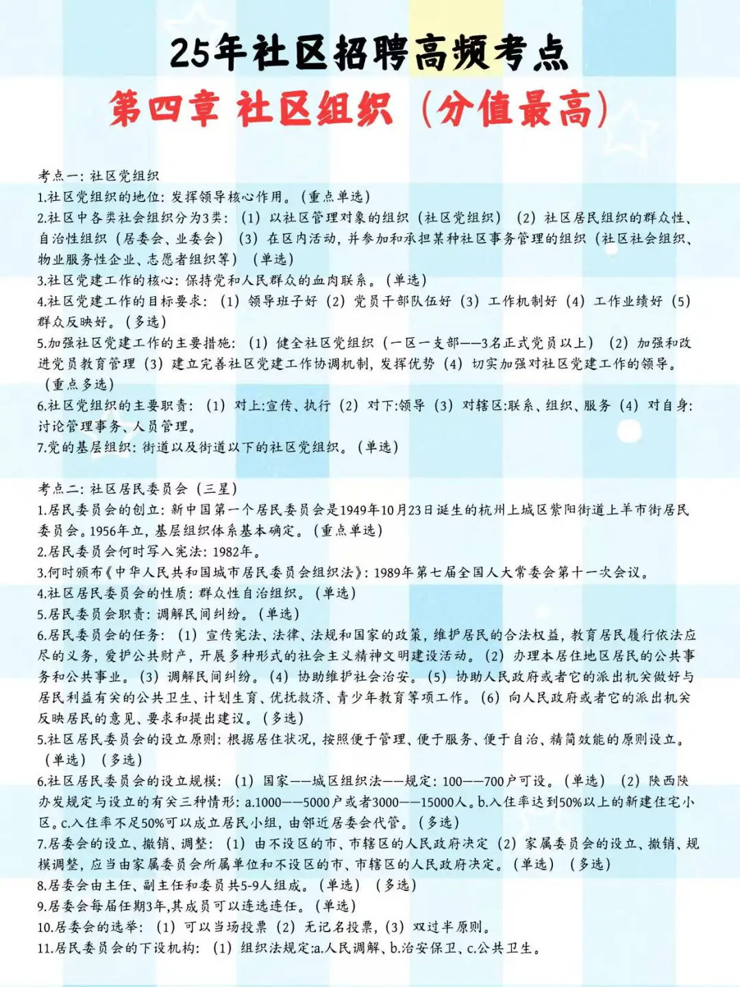 提醒一下25年社区招聘考试，无非就这5页纸