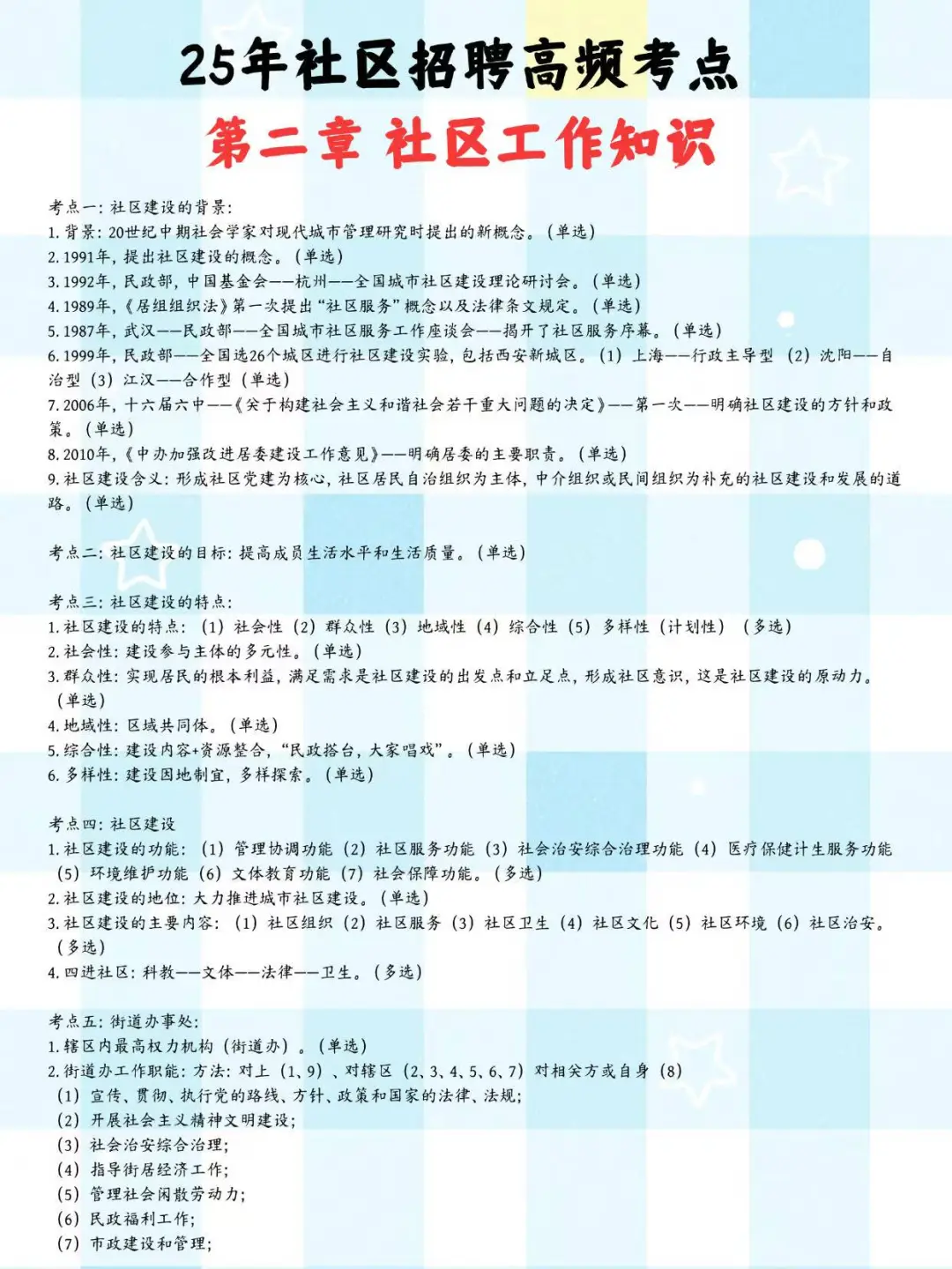 提醒一下25年社区招聘考试，无非就这5页纸