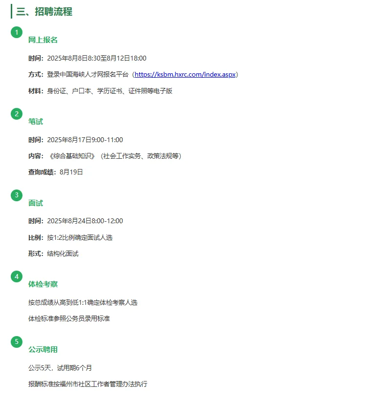 福州市晋安区社会区工作服务站招聘啦