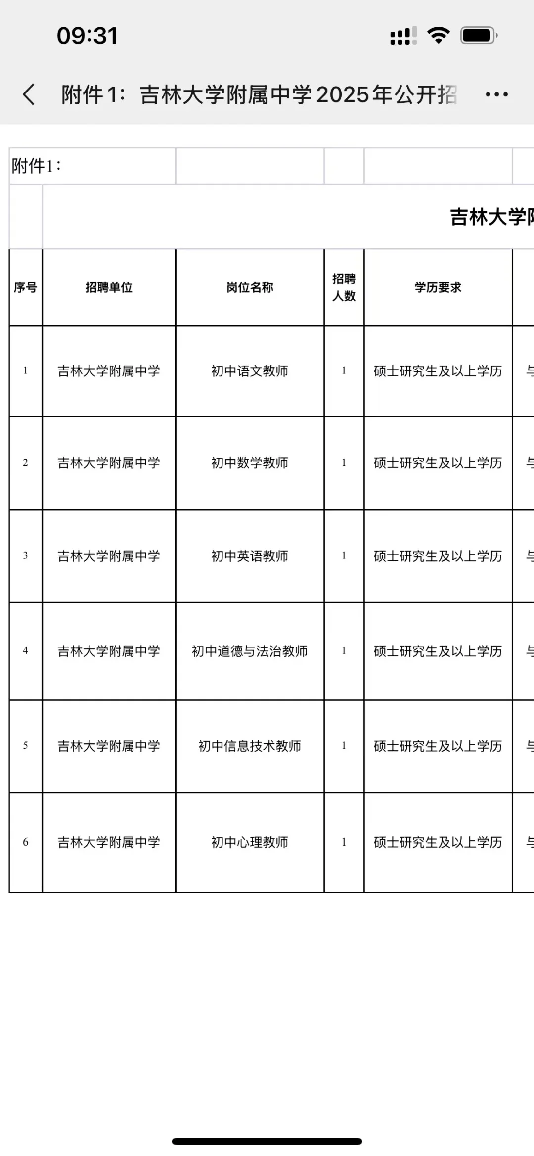 吉林大学附属中学?各科教师招聘