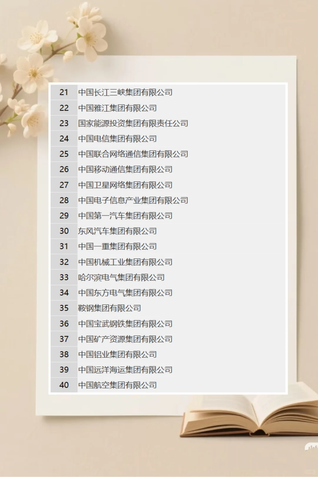 100家央企名录