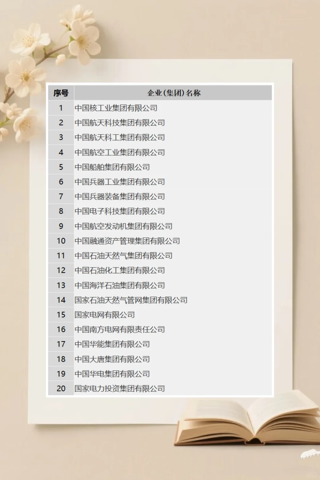 100家央企名录
