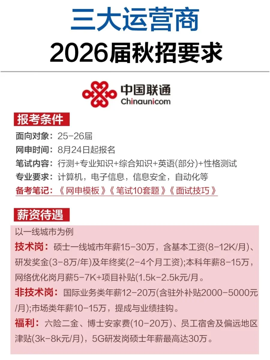 三大运营商校招启动