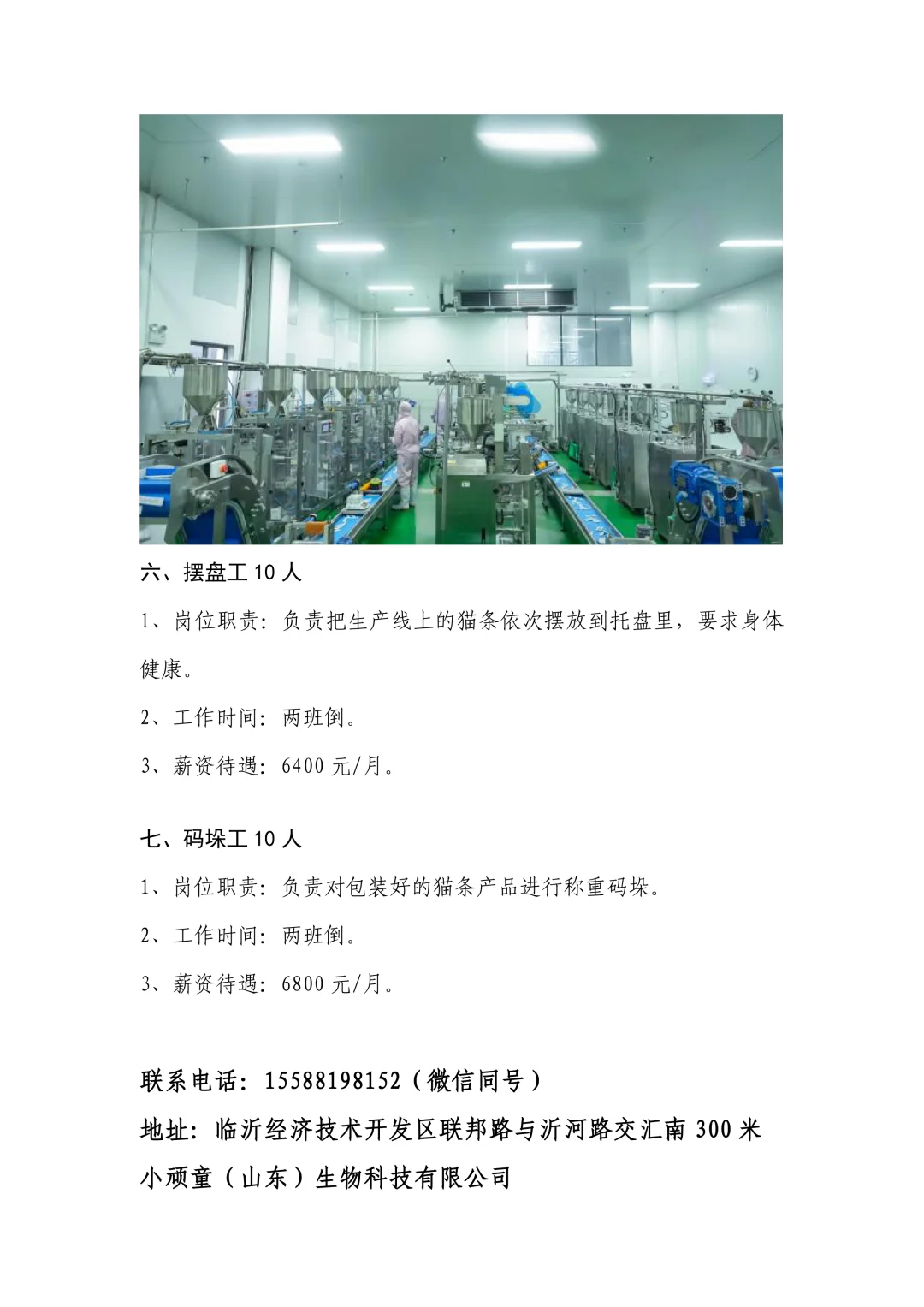 100人！小顽童（山东）生物科技公司招聘！