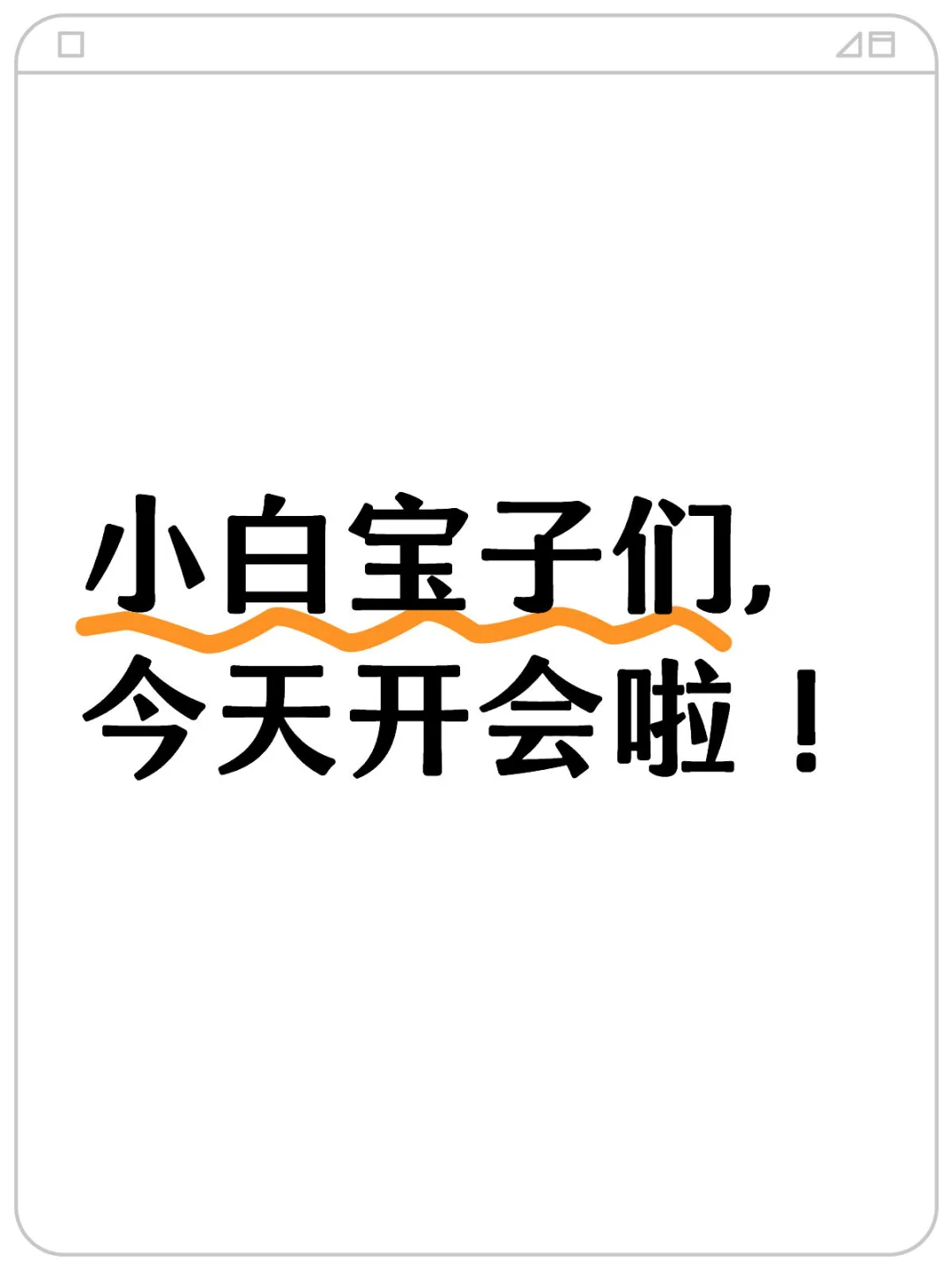 小白宝子们，今天开会啦！