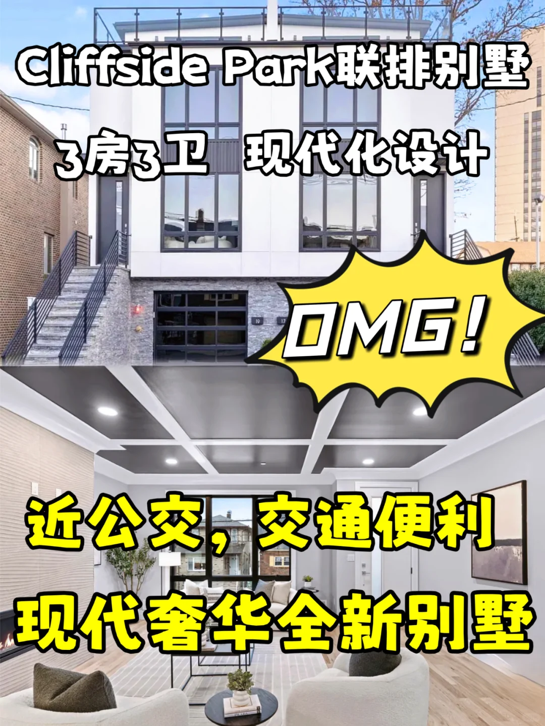 非常惊艳！新泽西现代设计联排别墅豪华3房