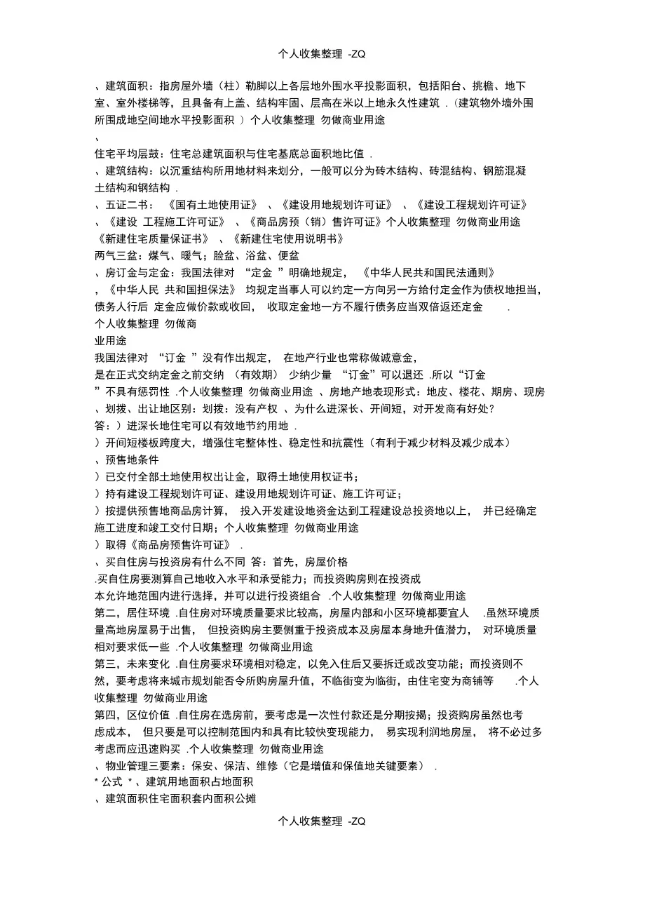 关于房地产的名词解释