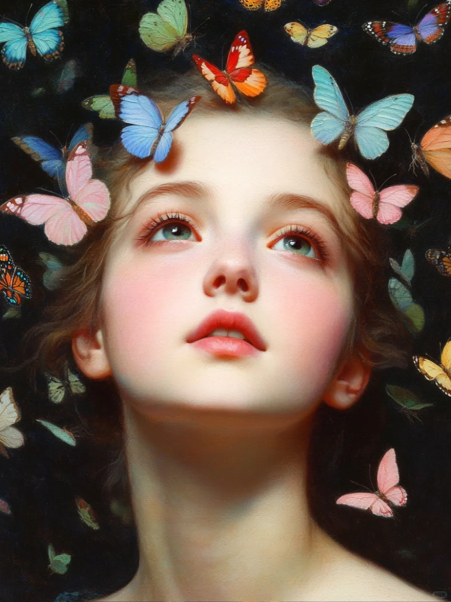 油画｜蝴蝶少女