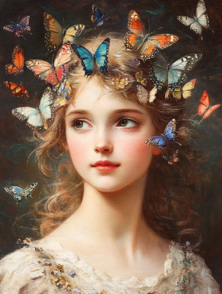 油画｜蝴蝶少女