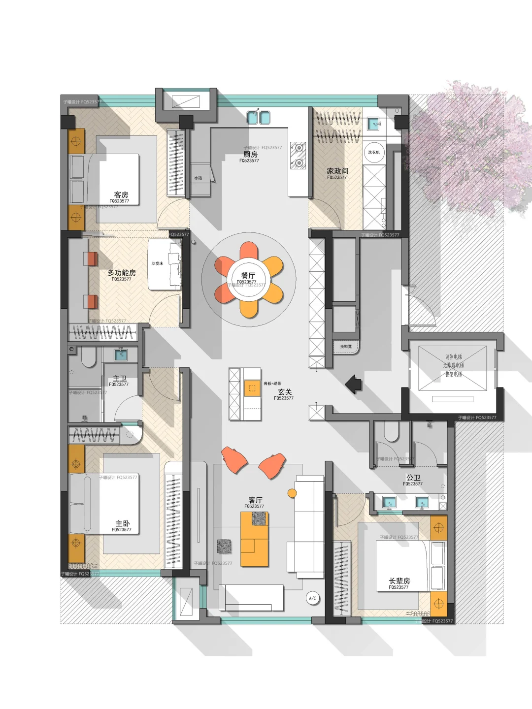 155㎡四房|大户型入户玄关怎么设计？②