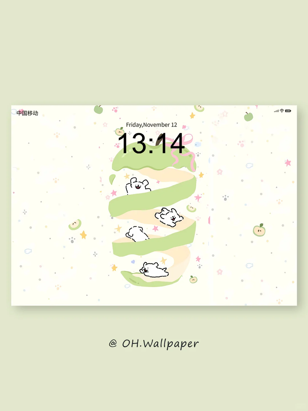 156｜线条小狗青苹果🍏平板壁纸