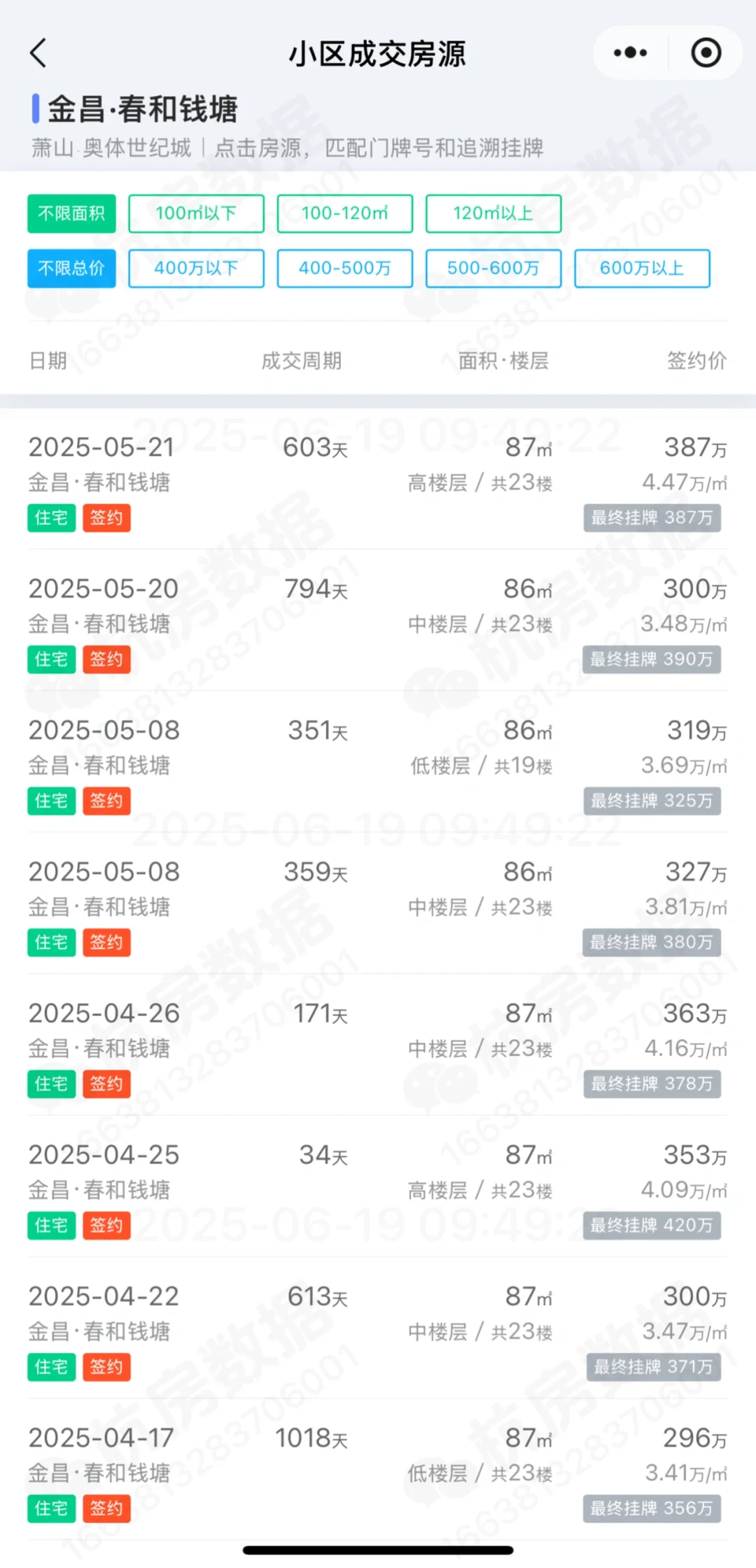 滨江奥体/萧山钱江世纪城二手5月成交一览
