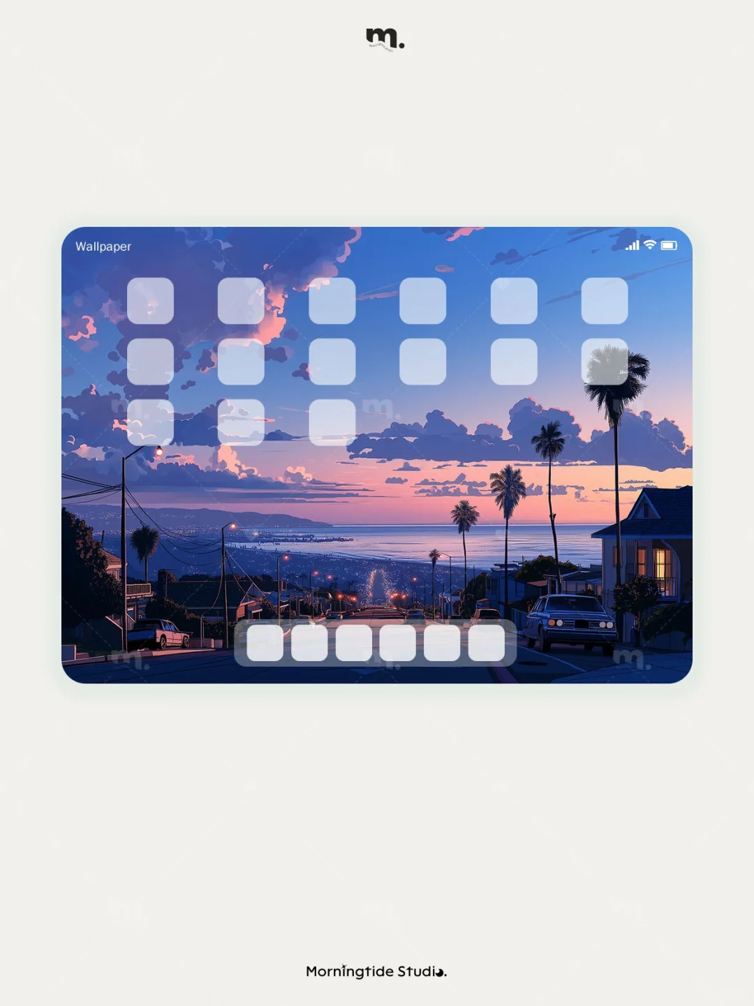 平板壁纸｜棕榈树🌴加州海边的落日余晖｜083