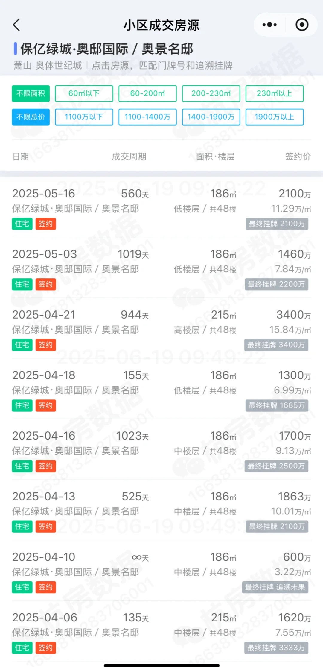 滨江奥体/萧山钱江世纪城二手5月成交一览